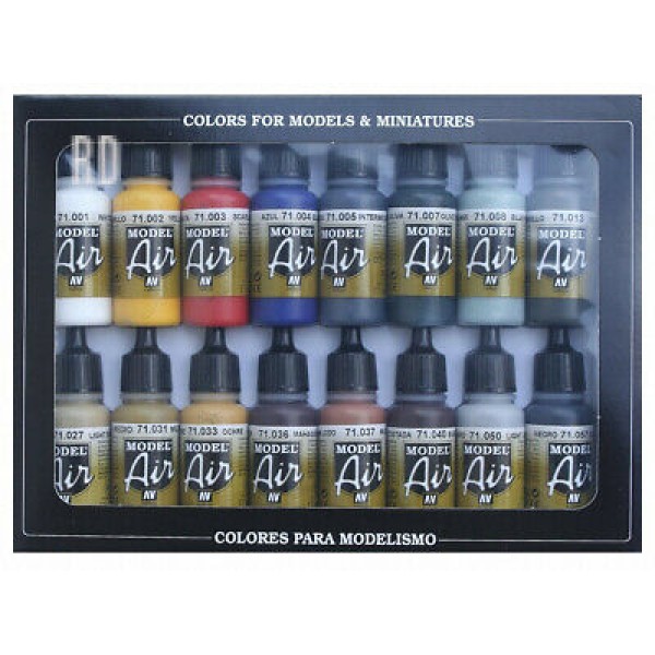 Vallejo Model Air Basic Colors 16 Colour Acrylic Airbrush Paint Set
